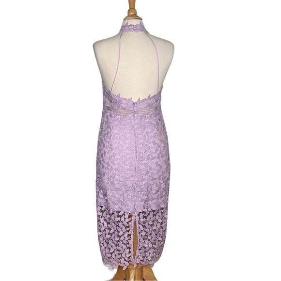 Bardot Halter Lavender Floral Lace MIDI Length Strapy Open Back Cut Out PP35 - Picture 3 of 10